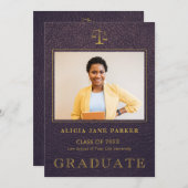 Wetschool afstuderen paarse foto aankondiging (Voorkant / Achterkant)