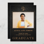 Wetschool afstuderen zwarte goudfoto aankondiging (Voorkant / Achterkant)