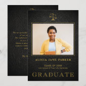 Wetschool afstuderen zwarte goudfoto aankondiging (Voorkant / Achterkant)