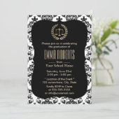 Wetschool Classic Damask Graduparty Kaart (Staand voorkant)