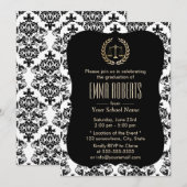Wetschool Classic Damask Graduparty Kaart (Voorkant / Achterkant)