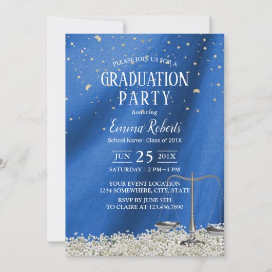 Wetschool Navy Blue Future Lawyer Afstuderen Kaart (Voorkant)