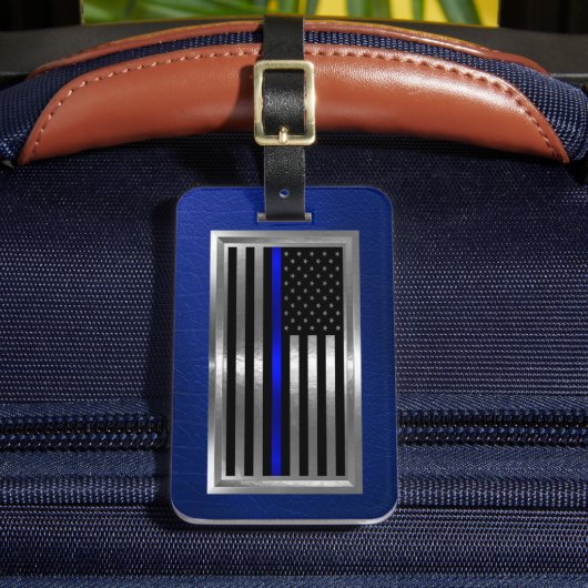 Wetshandhaving Amerikaanse Vlag Blauwe Streep Bagagelabel (Voorkant Insitu 2)