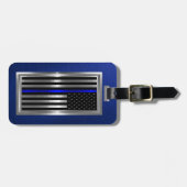 Wetshandhaving Amerikaanse Vlag Blauwe Streep Bagagelabel (Voorkant horizontaal)