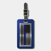 Wetshandhaving Amerikaanse Vlag Blauwe Streep Bagagelabel (Voorkant verticaal)