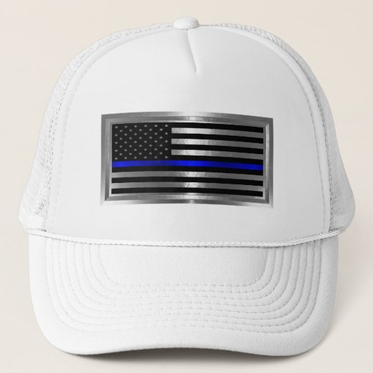 Wetshandhaving Amerikaanse Vlag Blauwe Streep Trucker Pet (Voorkant)