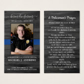 Wetshandhaving begrafenis politie Memorial Prayer  Visitekaartje (Voorkant /achterkant)