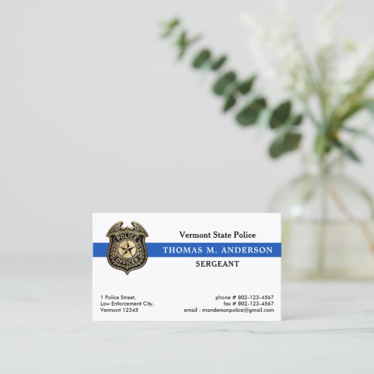 Wetshandhaving Custom Logo Badge Police Officer Visitekaartje (Staand voorkant)