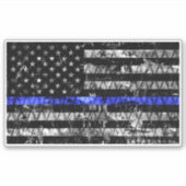 Wetshandhaving met blauwe lijnvlag sticker (Voorkant)