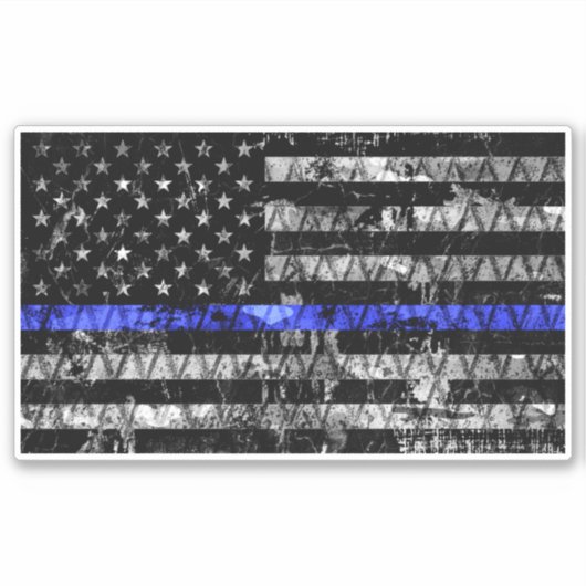 Wetshandhaving met blauwe lijnvlag sticker (Voorkant)