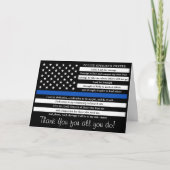 Wetshandhaving politie geprezen in blauwe lijn bedankkaart (Voorkant)