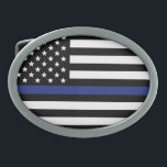 Wetshandhaving van politie met blauwe lijn vlag gesp<br><div class="desc">Politiebeambte Thin Blue Line USA Vlag Politie en Wetshandhaving Waardegeschenken!</div>