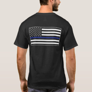 Wetshandhaving van politie met blauwe lijn vlag t-shirt