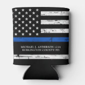 Wetshandhaving van politie-officier met blauwe lij blikjeskoeler (Achterkant)