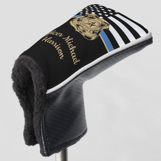 Wetshandhaving van politie-officier met blauwe lij golfheadcover (3/4 voorkant)
