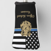 Wetshandhaving van politie-officier met blauwe lij golfheadcover (Draai 90)