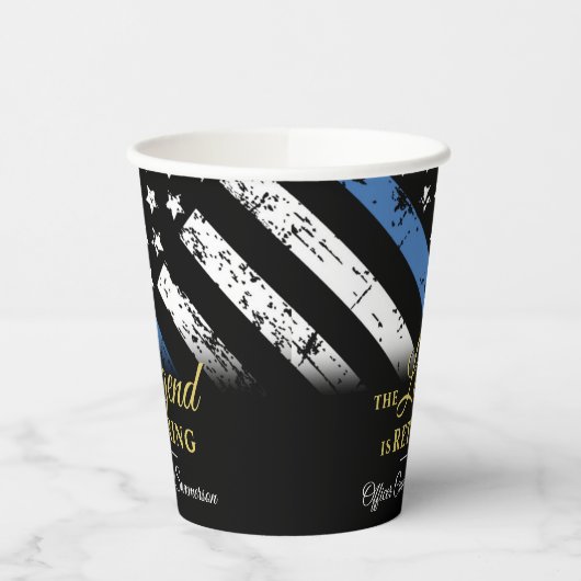 Wetshandhavingsblauwe lijn politie-oproeppartij papieren bekers (Links)