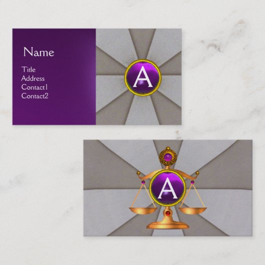 WETSSCHALEN,ATTORNEY MONOGRAM Paars grijs Visitekaartje (Voorkant / Achterkant)