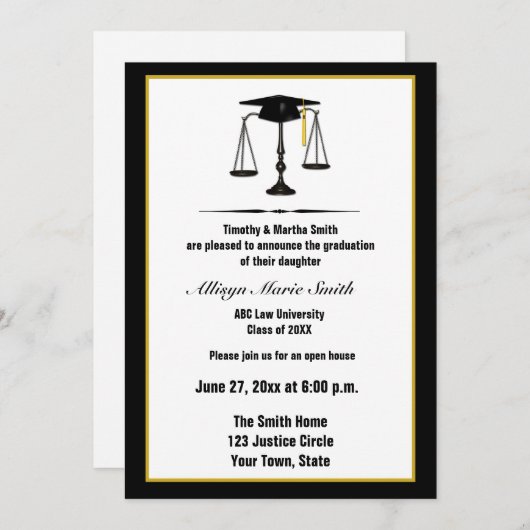 Wetsschool Afstuderen aankondiging (Voorkant / Achterkant)