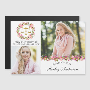 Wetsschool Afstuderen Floral kondiging Magnet