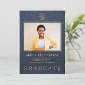 Wetsschool afstuderen gouden foto aankondiging (Staand voorkant)