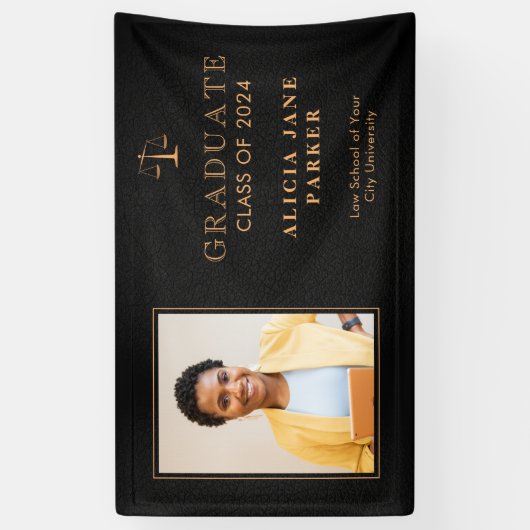 Wetsschool afstuderen zwart goud afstuderen spandoek (Verticaal)