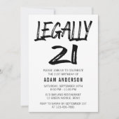 Wettelijk 21 Modern zwart-wit 21e verjaardag Kaart (Voorkant)