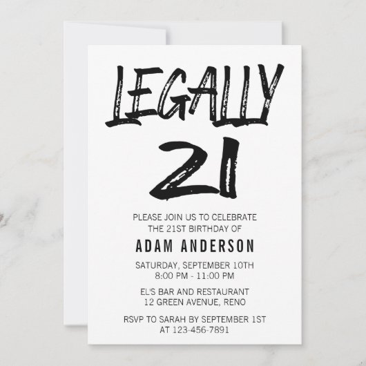 Wettelijk 21 Modern zwart-wit 21e verjaardag Kaart (Voorkant)