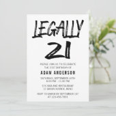 Wettelijk 21 Modern zwart-wit 21e verjaardag Kaart (Staand voorkant)