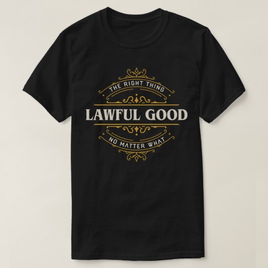Wettelijk Goed Grappig Tafelblad RPG uitlijning T-shirt (Design voorkant)