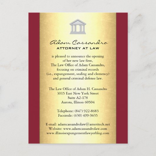 Wettelijke aankondigingen kaarten - Merlot Red (Voorkant)