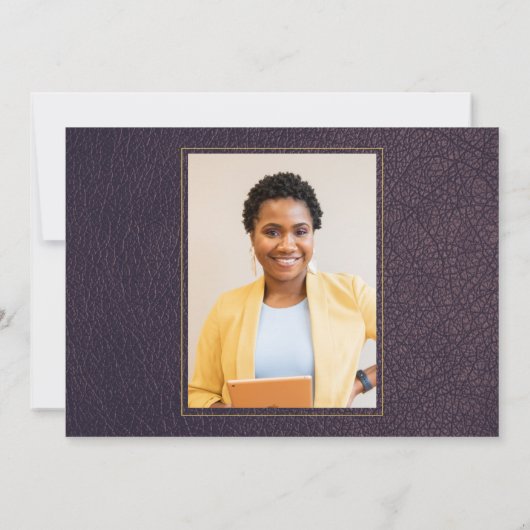 Wettelijke afstuderen elegant paars goudfoto kaart (Achterkant)