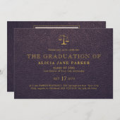 Wettelijke afstuderen elegant paars goudfoto kaart (Voorkant / Achterkant)