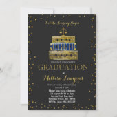Wettelijke Afstuderen Navy Blue & Gold Card-uitnod Kaart (Voorkant)