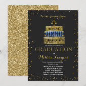 Wettelijke Afstuderen Navy Blue & Gold Card-uitnod Kaart (Voorkant / Achterkant)