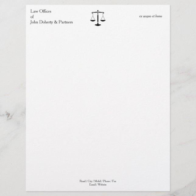 WETTELIJKE KANTOOR Classic Letterhead Gepersonaliseerd Briefhoofd (Voorkant)