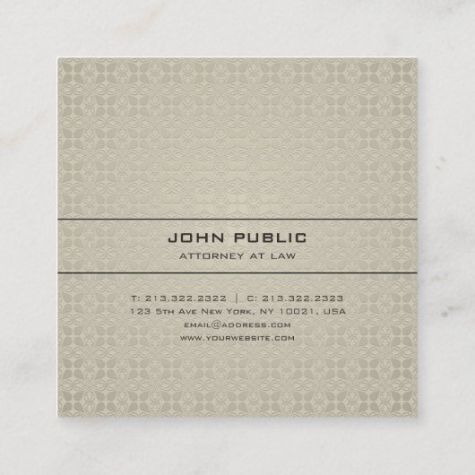 Wettelijke Kantoor procureur Modern Elegant Silk L Vierkante Visitekaartje (Achterkant)