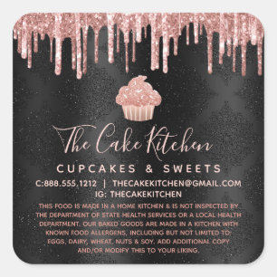 Wettelijke Roze Gouden Cupcake Glitter Druppels op Vierkante Sticker