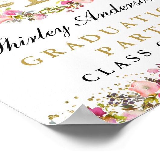 Wettelijke School Afstuderen Roze Floral Welkomstt Poster (Hoek)