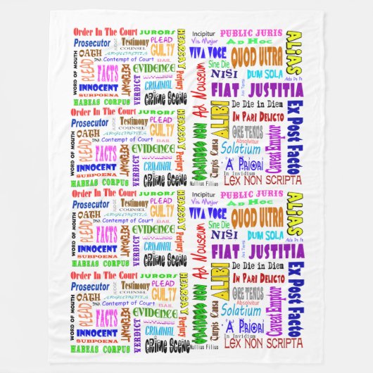 Wettelijke woorden Engels en Latijns schrift Fleece Deken (Voorkant)