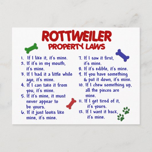 Wetten 2 van het Bezit ROTTWEILER Briefkaart (Voorkant)