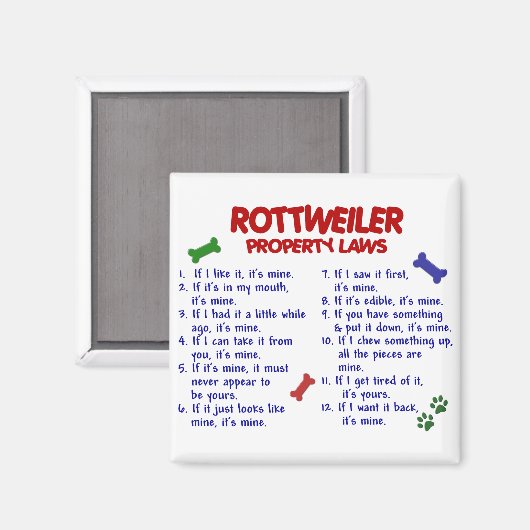 Wetten 2 van het Bezit ROTTWEILER Magneet (Voorkant / Achterkant)