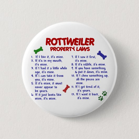 Wetten 2 van het Bezit ROTTWEILER Ronde Button 5,7 Cm (Voorkant)