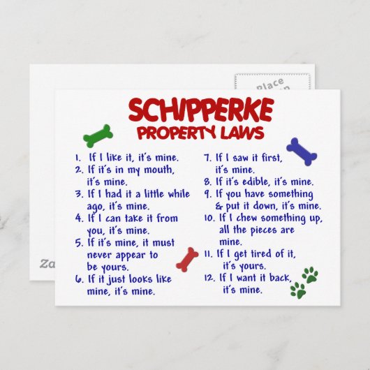 Wetten 2 van het Bezit SCHIPPERKE Briefkaart (Voorkant / Achterkant)