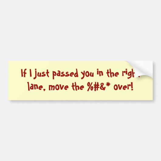 Wetten van de Bumpersticker van de Linker Lane (Voorkant)