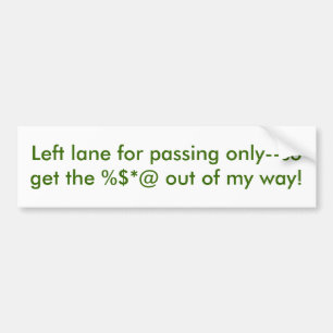 Wetten van de Bumpersticker van de Linker Lane