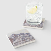 Wetterhorn-gebergte (winterlandschap) stenen onderzetter (Zijkant)