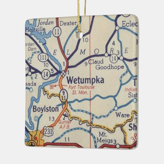 Wetumpka AL Map Keramisch Ornament (Links)