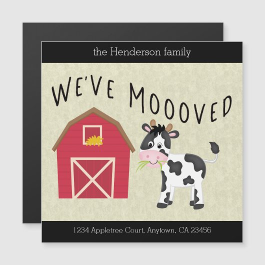 We've Moooved Farm Cow Barn Change of Address (Voorkant / Achterkant)