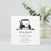 We've Moved Black Silhouette Golf Cart Aankondiging (Staand voorkant)